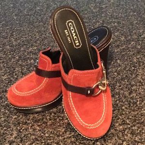 COACH Red Platform Shoes Leather Heels 35/5